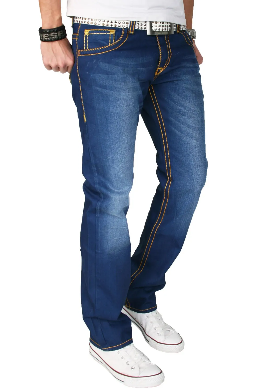 Alessandro Salvarini AS014 Designer Jeans blau Stonewash