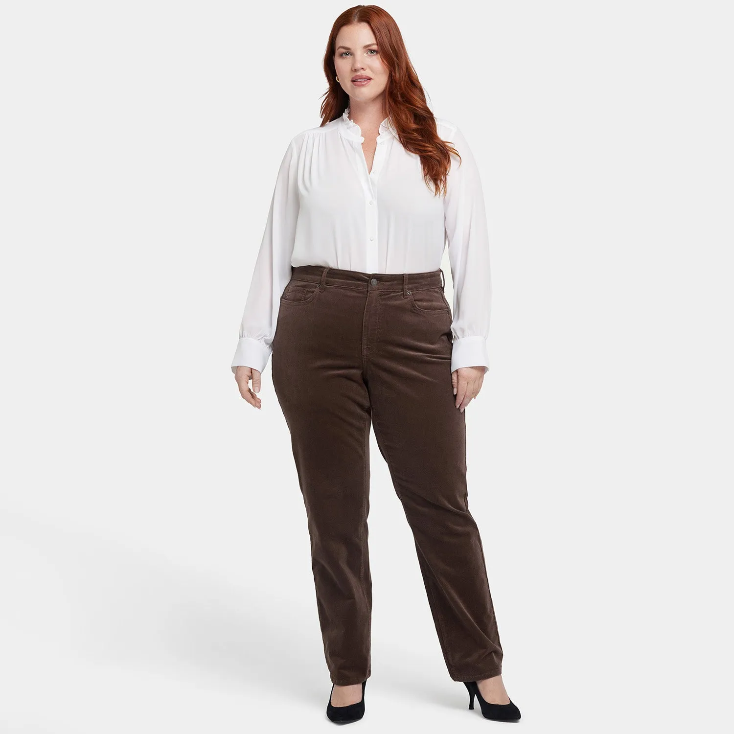 NYDJ Marilyn Straight Cordhose Coffee Bean braun