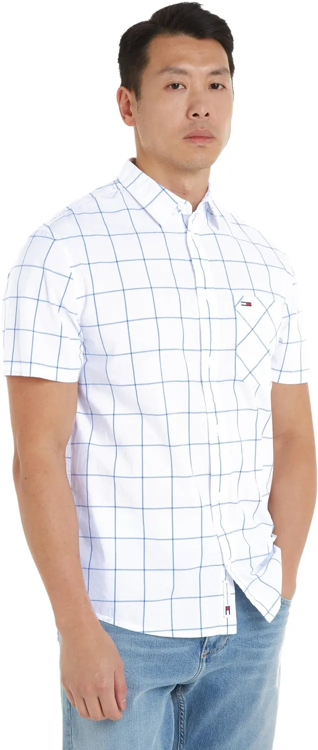 Tommy Jeans TJM Reg Check Poplin Hemd DM0DM18967 XXS Blau