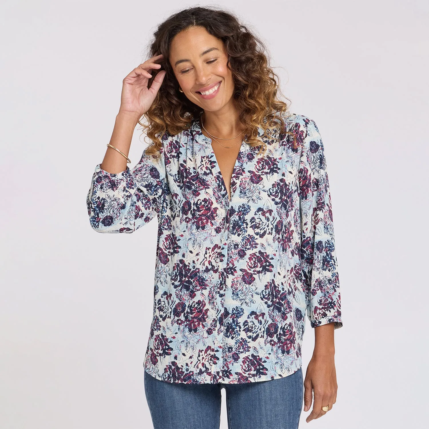 NYDJ Pintuck Bluse Ballad Abloom