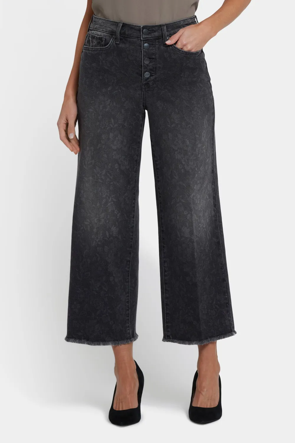 NYDJ Teresa Wide Leg Ankle Jeans Grey Province
