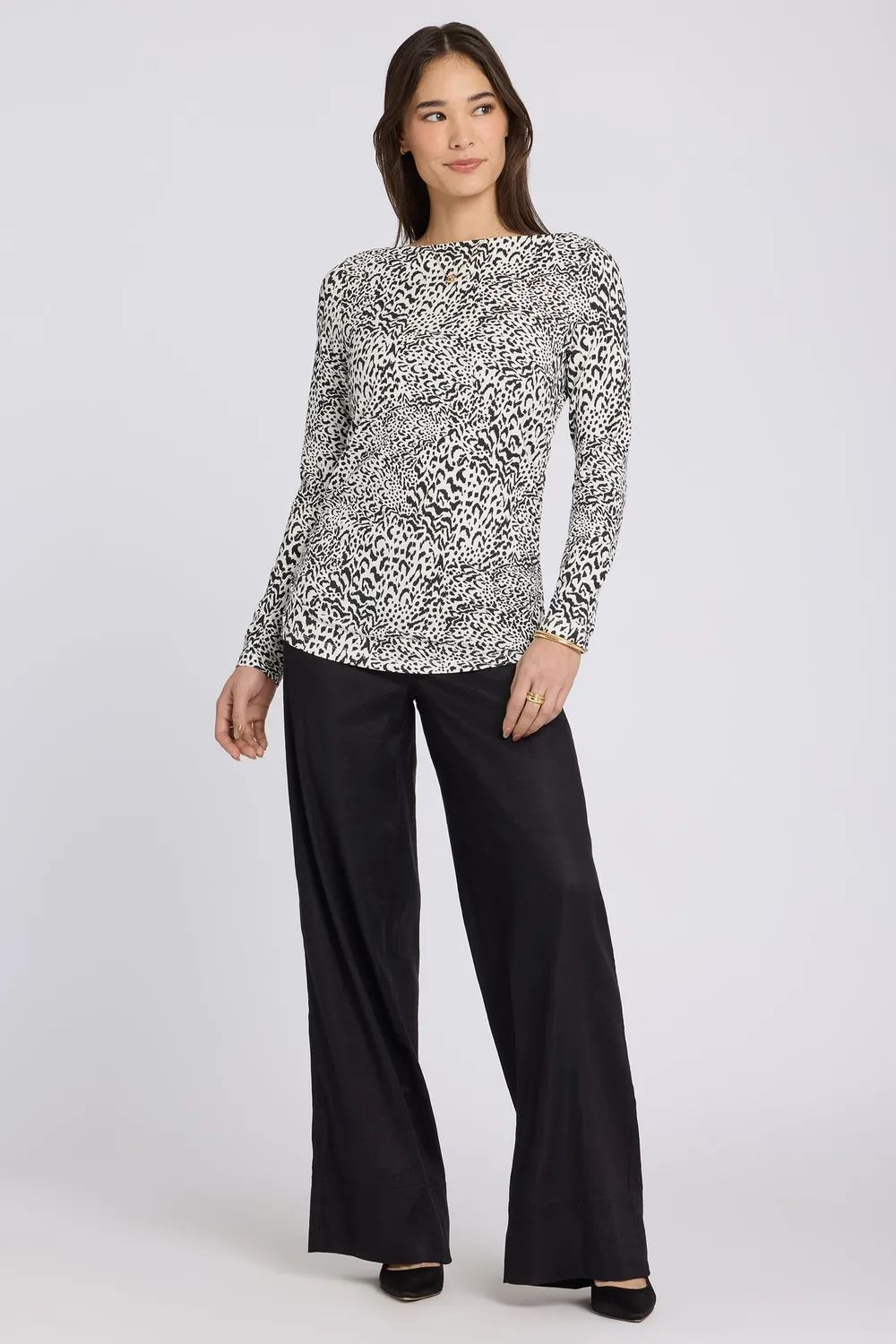 NYDJ Boatneck Knit Top Caitlyn Stricktop Schwarz-Multi