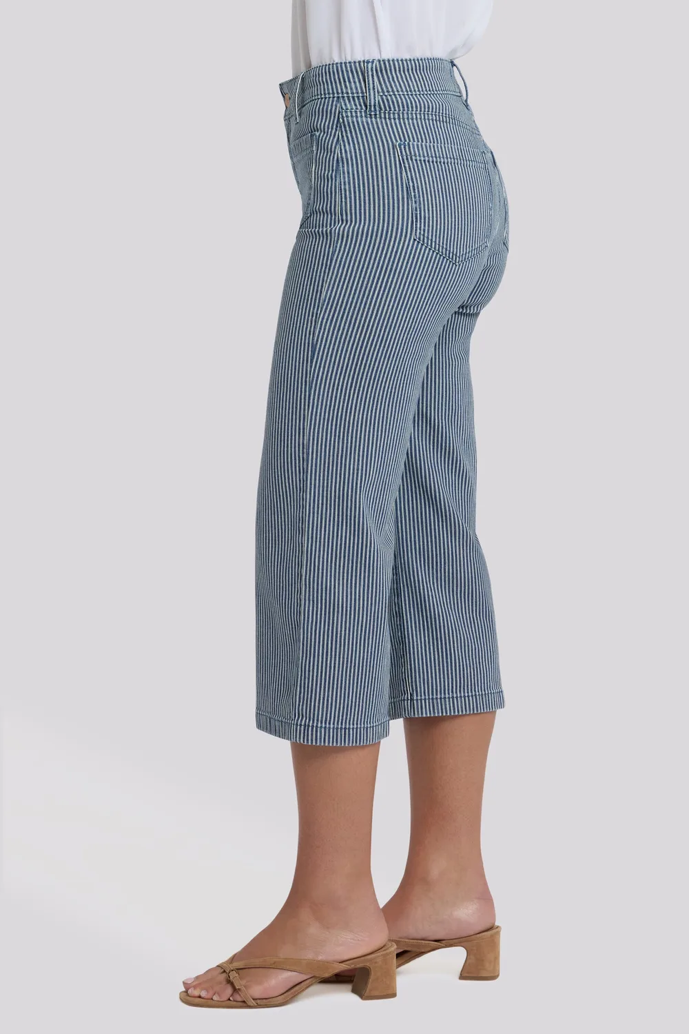 NYDJ Coco Wide Leg Crop Jeans Malaga Stripe Stretch
