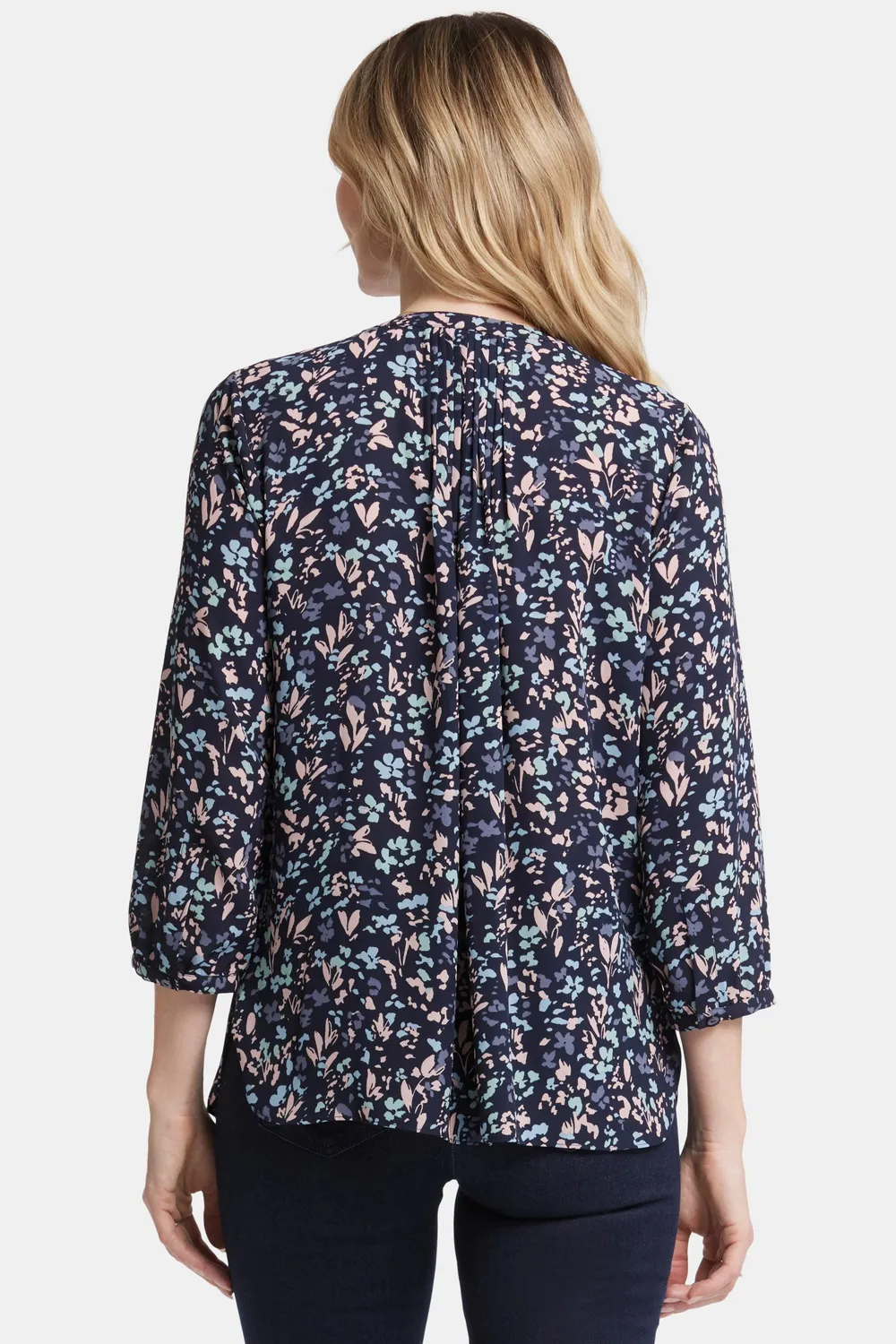 NYDJ Pintuck Blouse Bluebonnet Trail Blau