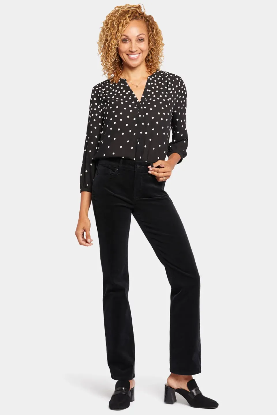 NYDJ Marilyn Straight Hose Petite Schwarz Cord stretch