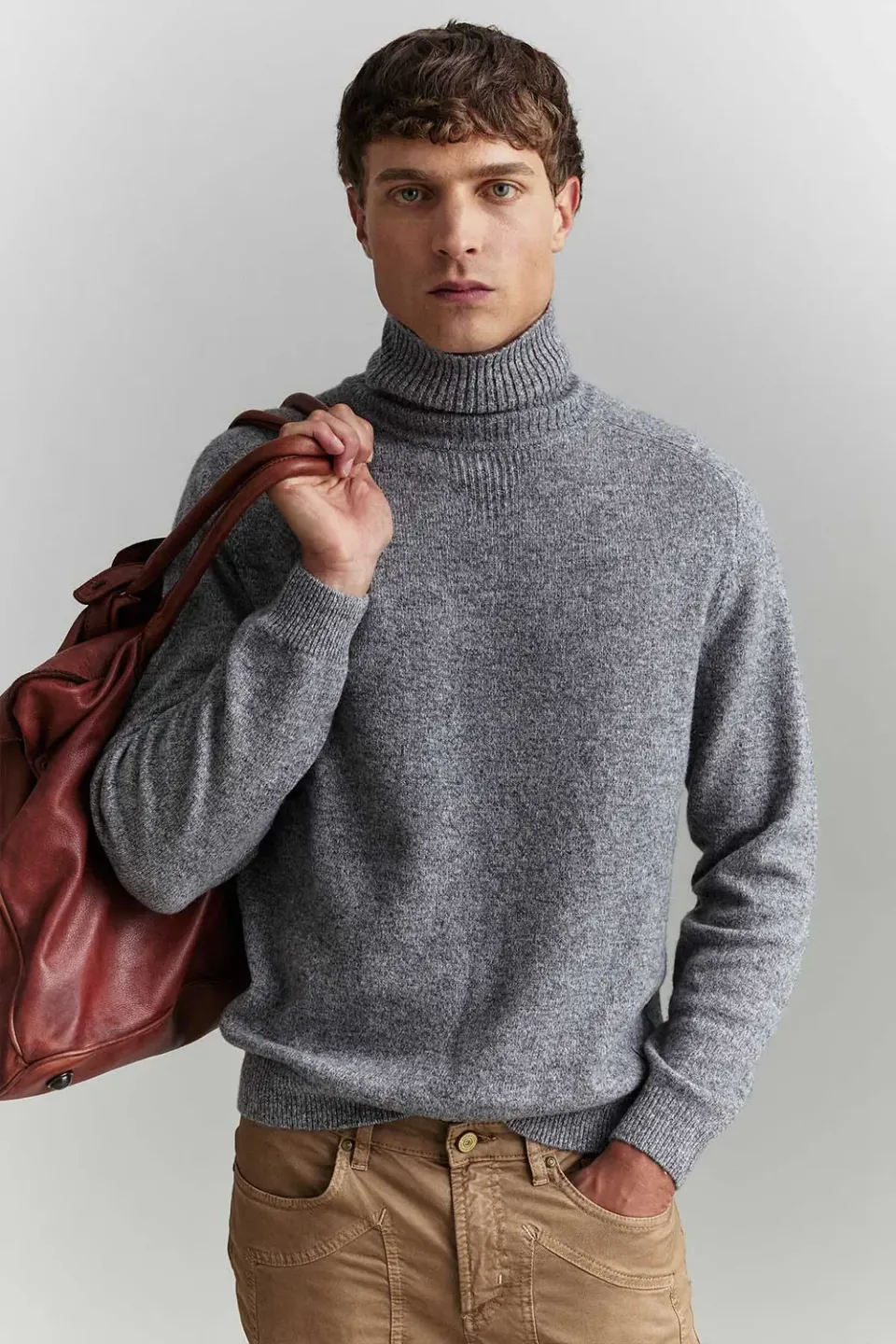 Jeckerson Dolcevita Wollpullover Grau Melange