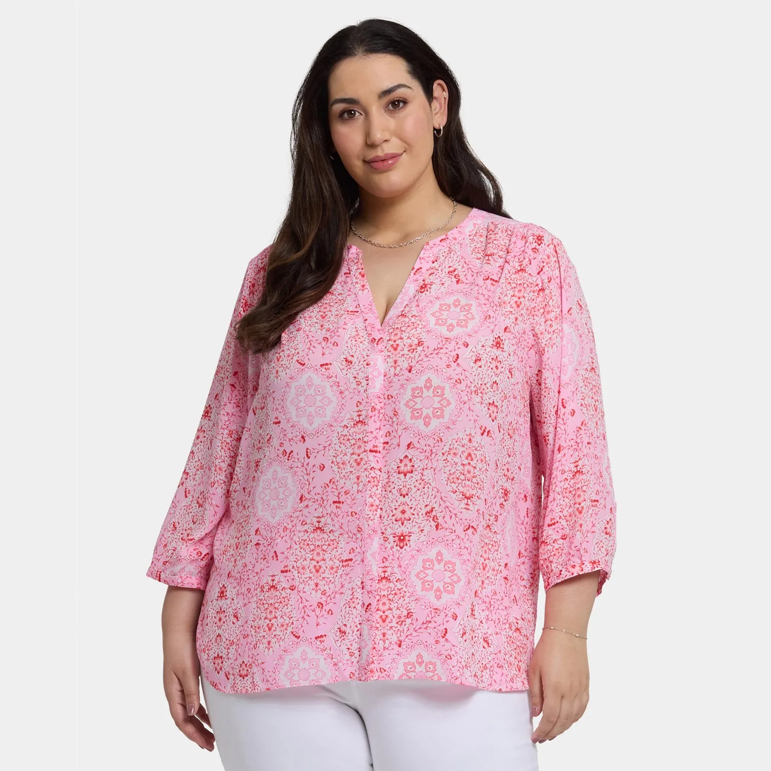 NYDJ Pintuck Isla Magica Bluse Plus Size voile