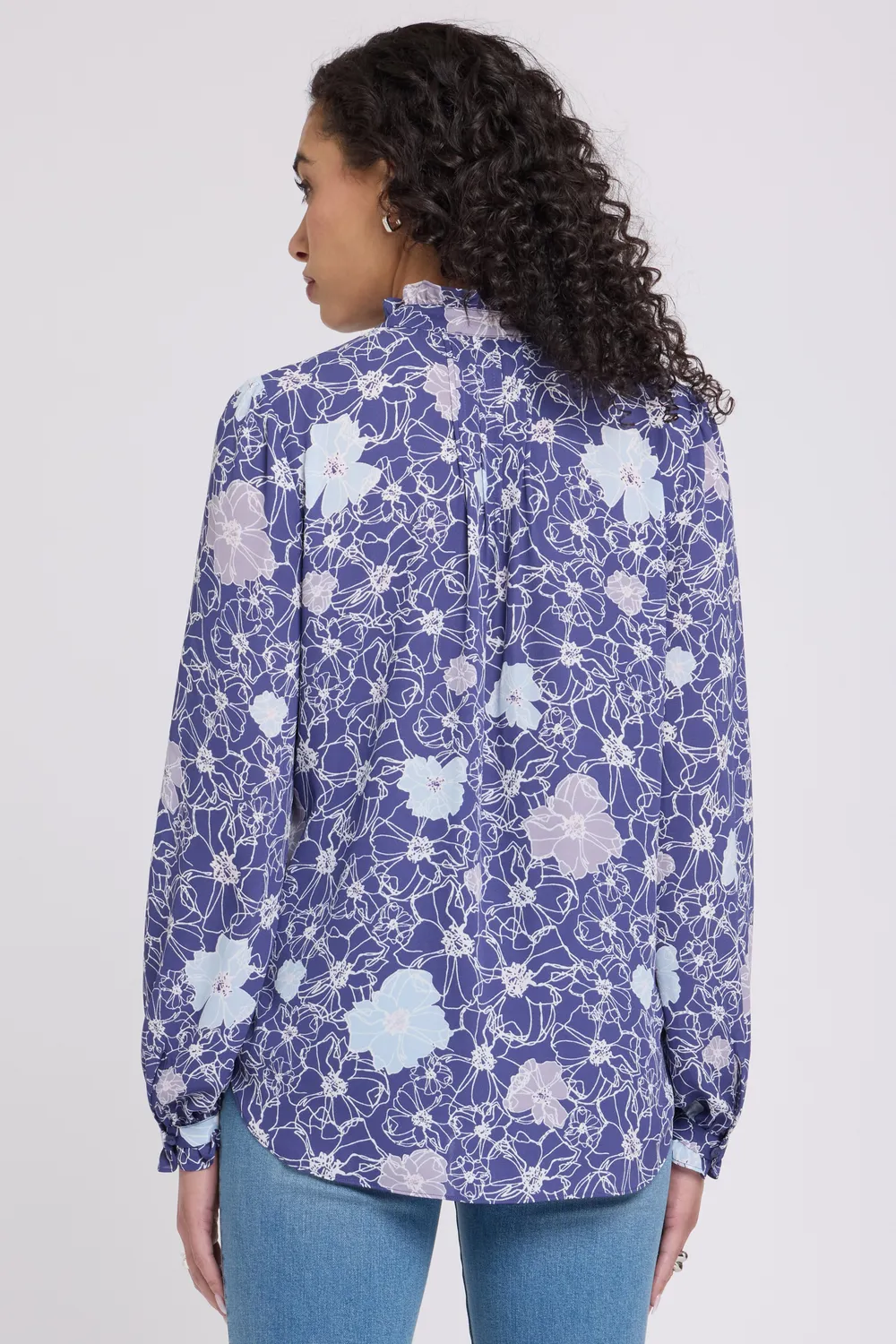 NYDJ Pleated Front Tunic Bluse Poppies at Dusk Langarm