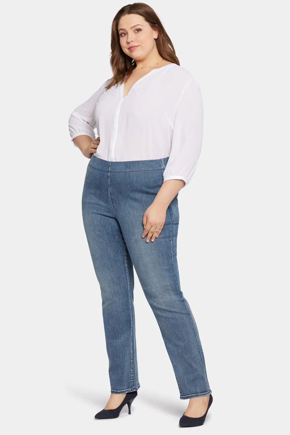 NYDJ Pull-on Straight Jeans Pristine Plus Size mit Stretchbund
