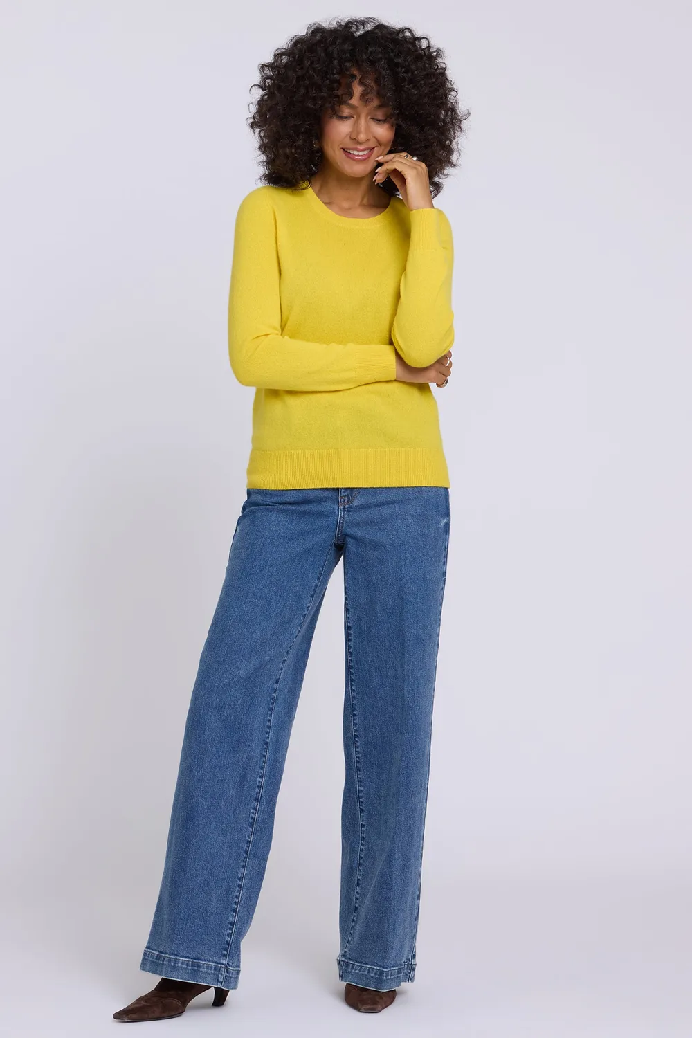 NYDJ Cashmere Essential Crewneck Pullover Glisten warm