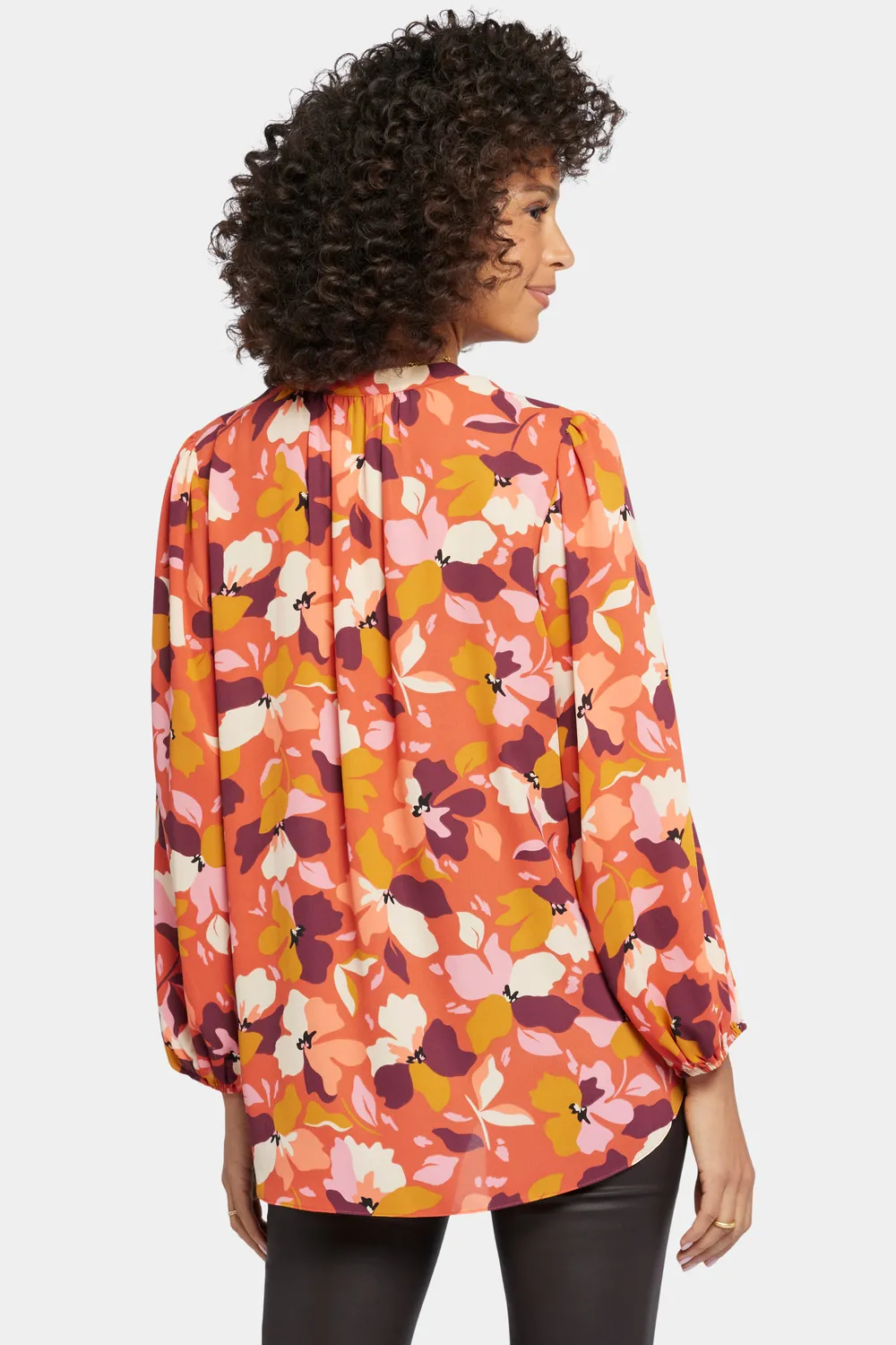 NYDJ Puff Sleeve Popover Top Gingervale Orange
