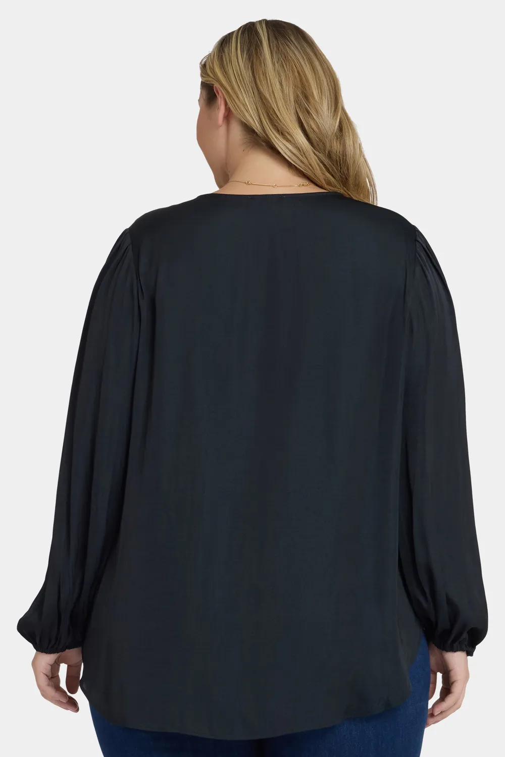 NYDJ Elsie Bluse Plus Size Schwarz Satin