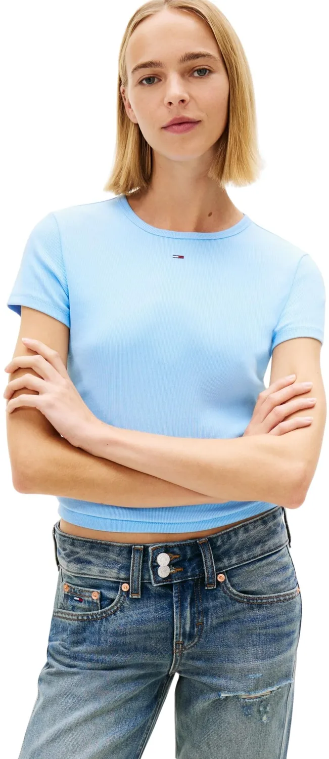 Tommy Jeans Essential Rib Slim Fit T-Shirt L Dunkelrot