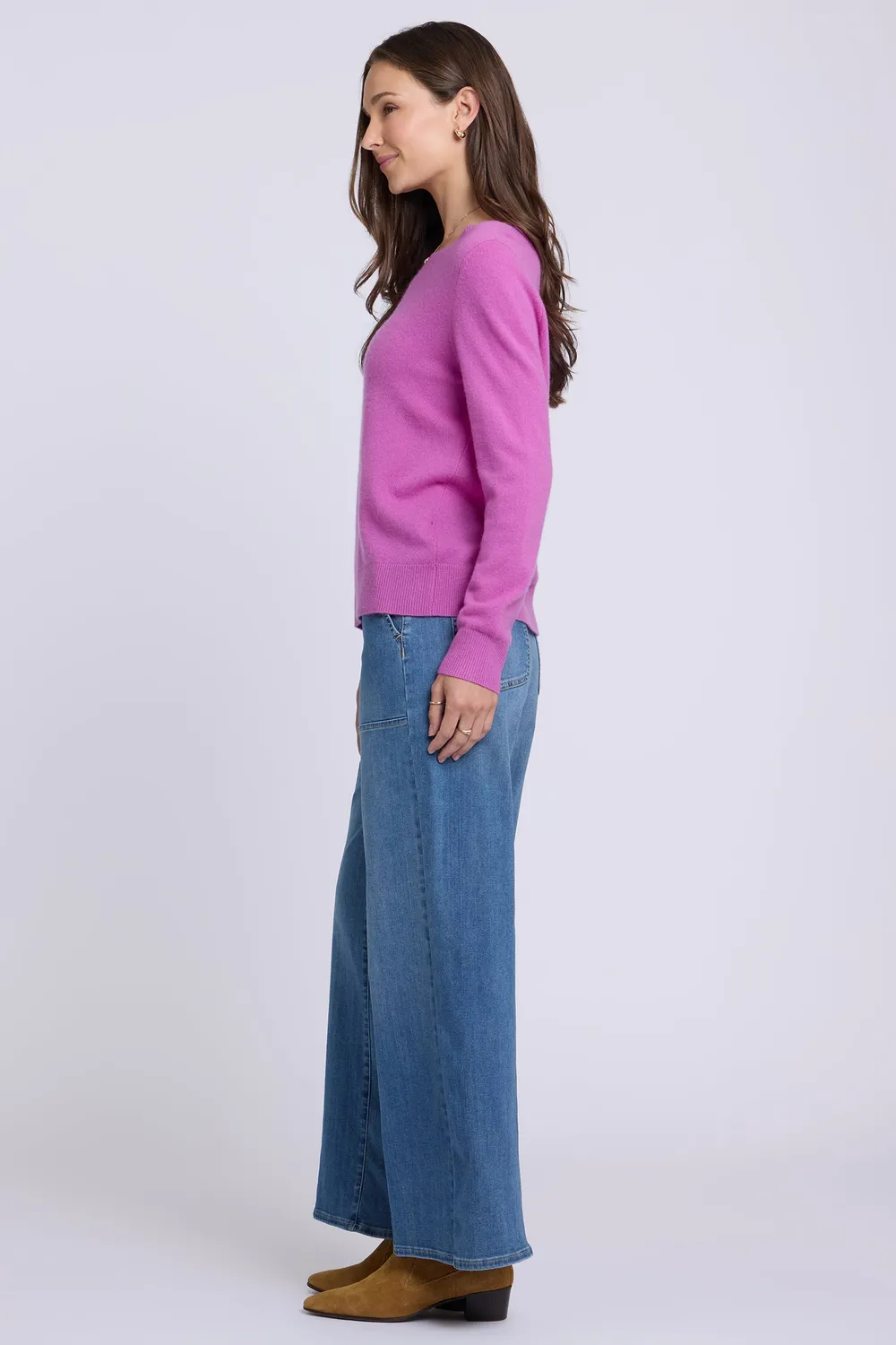 NYDJ Cashmere Essential Crewneck Pullover Dewberry Kaschmir