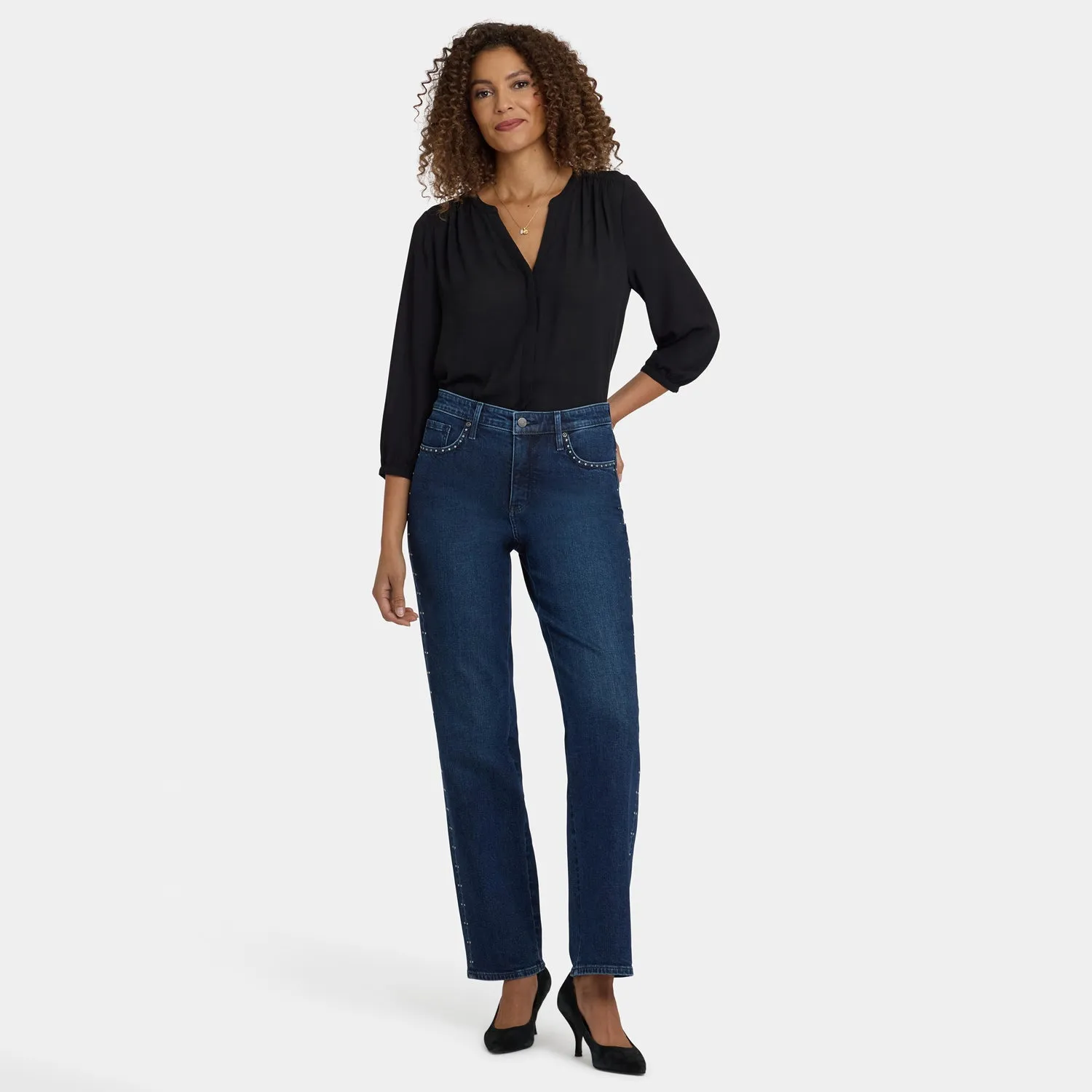 NYDJ Brooke Loose Straight Jeans Louvre Sapphire Strass