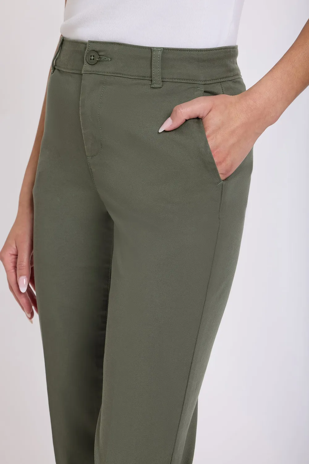 NYDJ Sadie Slim Stoffhose Stretch Desert Green elegant