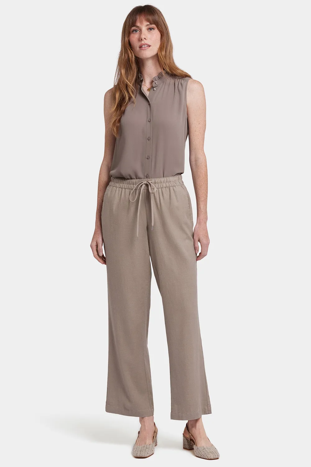NYDJ Relaxed Drawstring Petite Hose Saddlewood Leinen