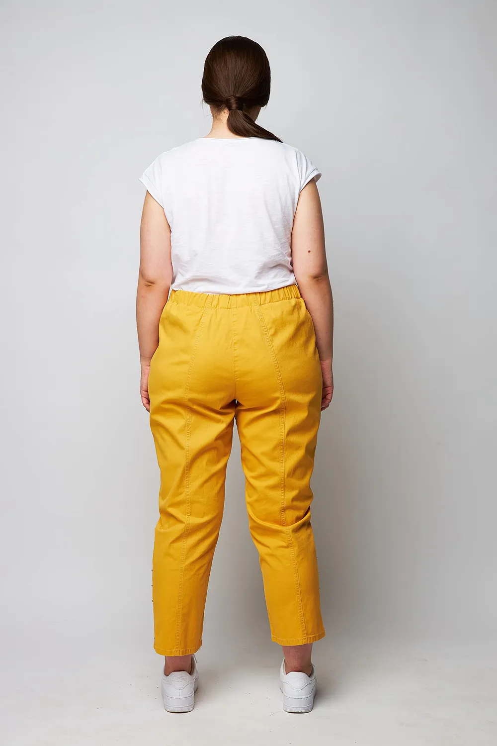 Wille Schlupfhose Jeans Damen ockergelb bequem Gummizug