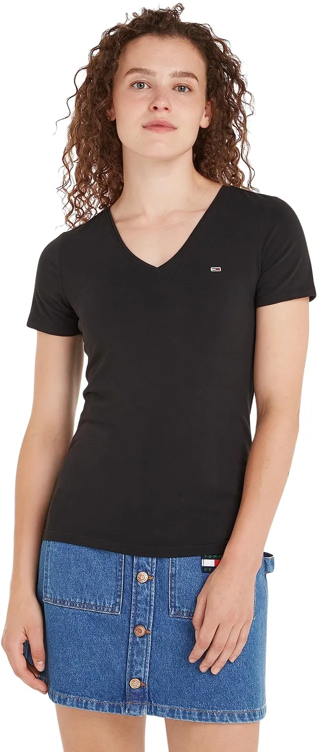 Tommy Jeans TJW Skinny T-Shirt Damen S V-Ausschnitt