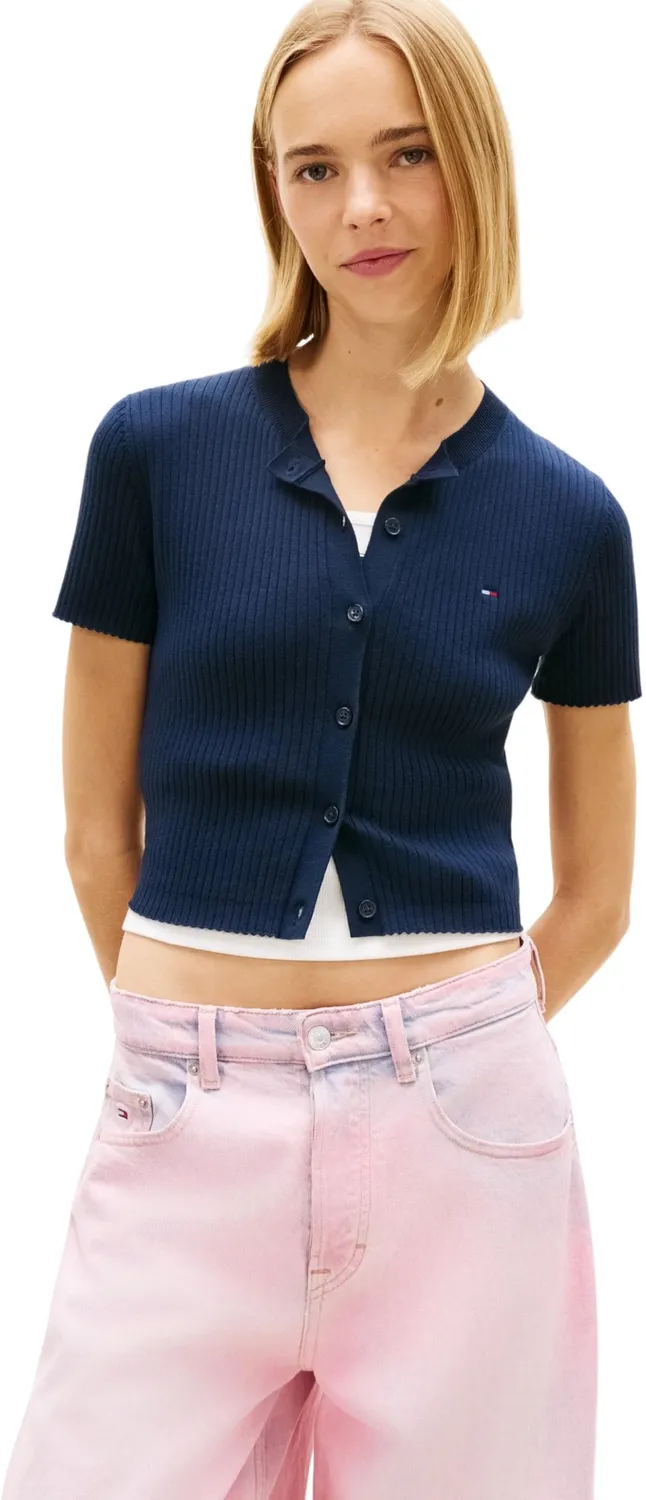 Tommy Jeans TJW Essential Ss Rib DW0DW22315 Strickjacke Rippe