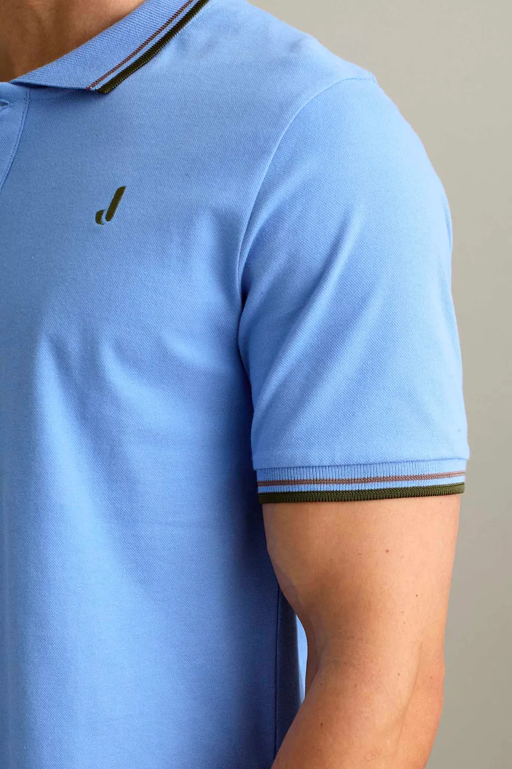 Jeckerson Polo Piqué Kurzarm Hellblau 3 Knöpfe