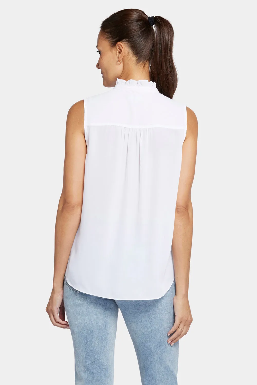 NYDJ Rüschen Bluse ärmellos Optic White Weiß