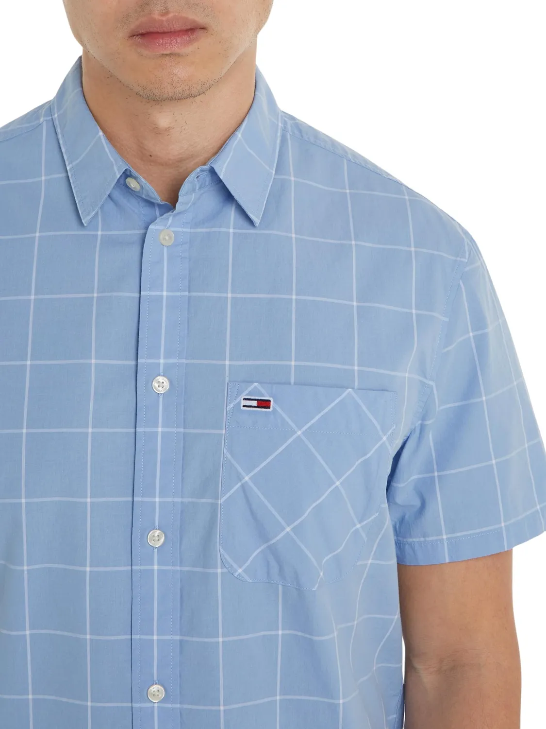 Tommy Jeans TJM Reg Check Poplin Hemd DM0DM18967 XXS Blau