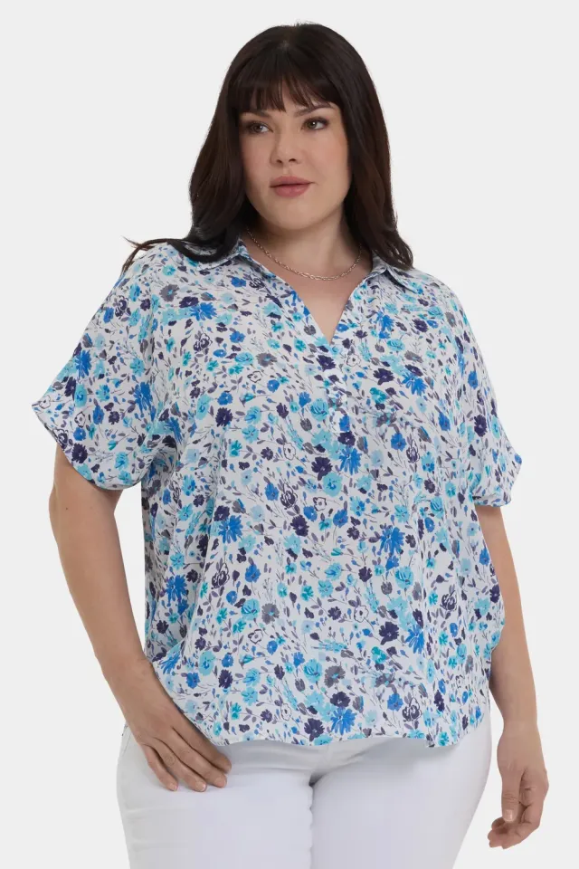 NYDJ Becky Kurzarm Bluse Plus Jimena Garden leicht