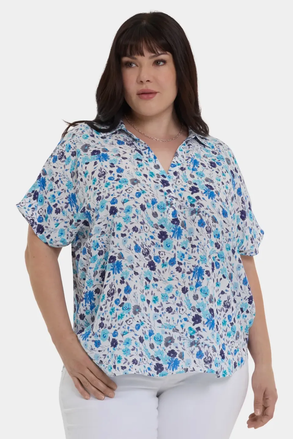 NYDJ Becky Kurzarm Bluse Plus Jimena Garden leicht