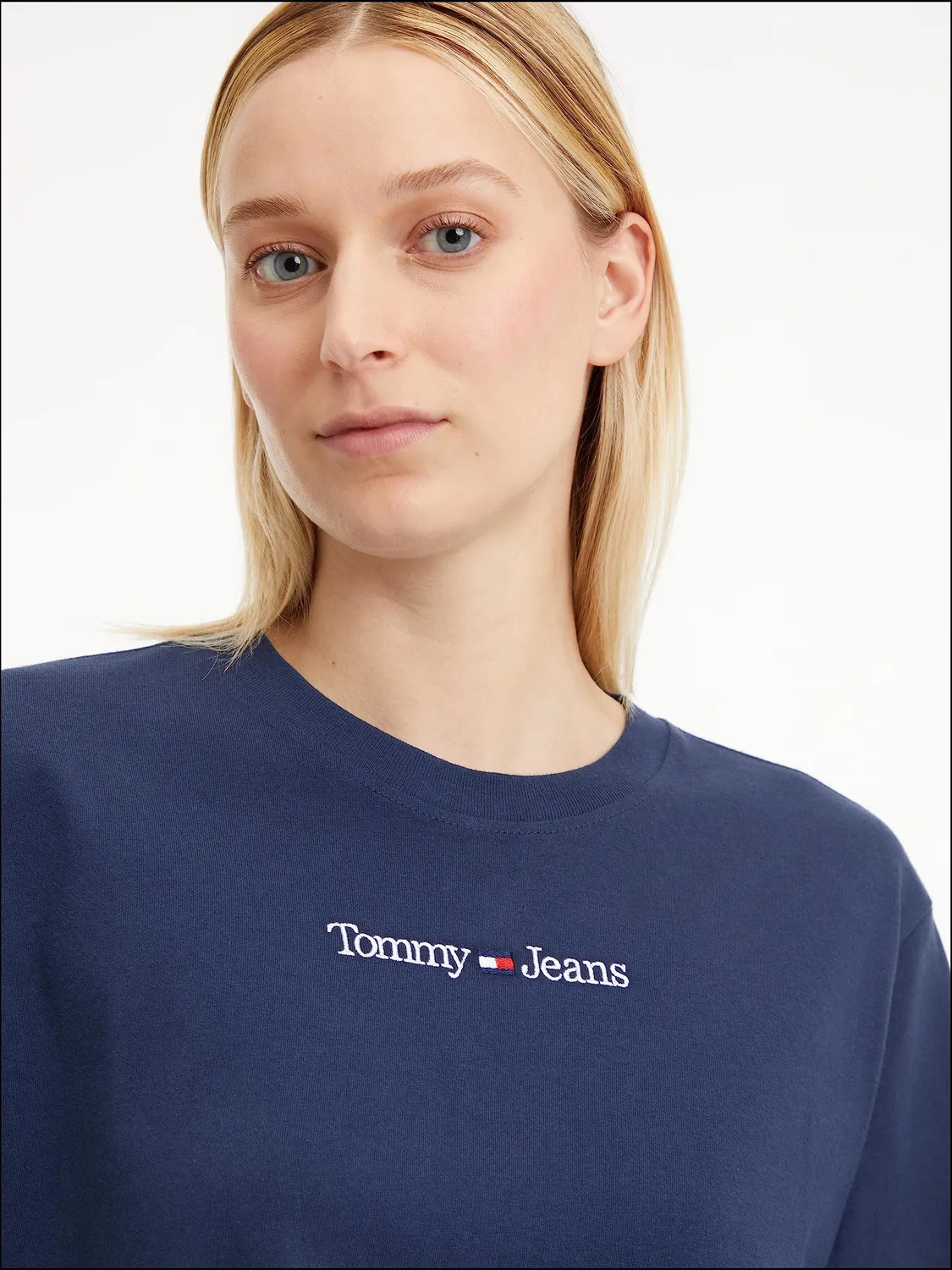 Tommy Jeans Serif Linear Tee Damen T-Shirt XL Twilight Navy