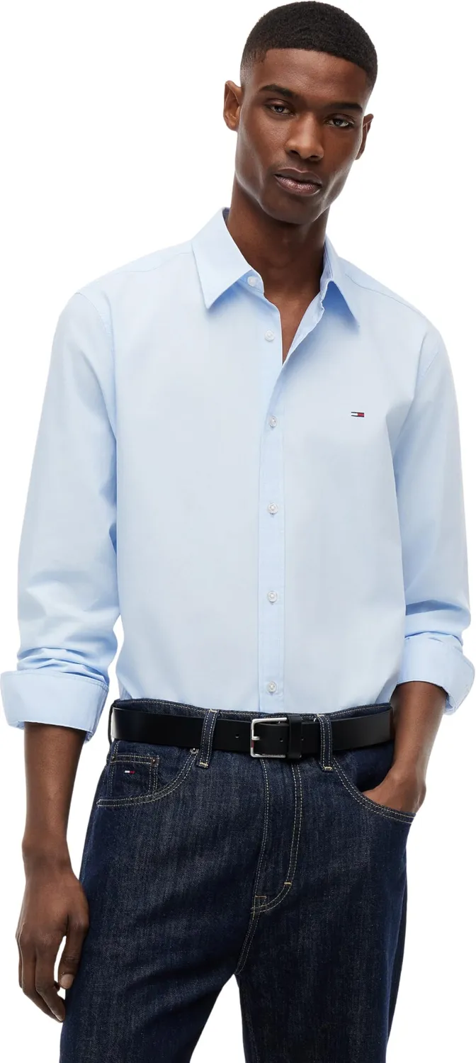Tommy Jeans TJM DM0DM22026 Poplin-Hemd L Sweet Blue Langarm