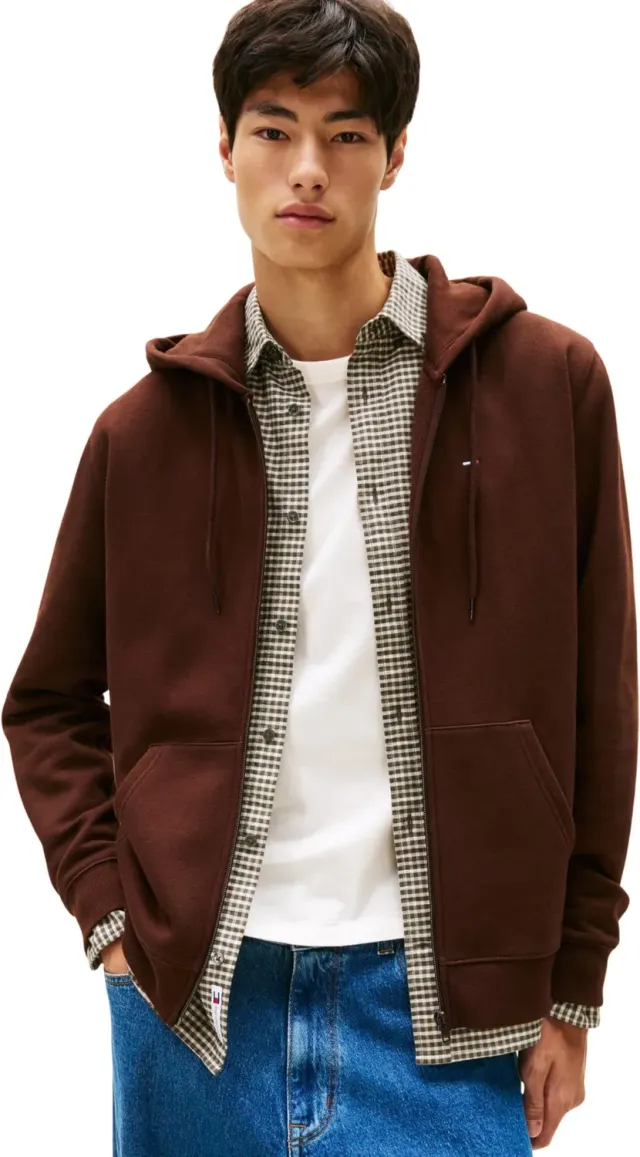 Tommy Jeans Flag Zip Thru Hoodie 4XL Braun Kapuze