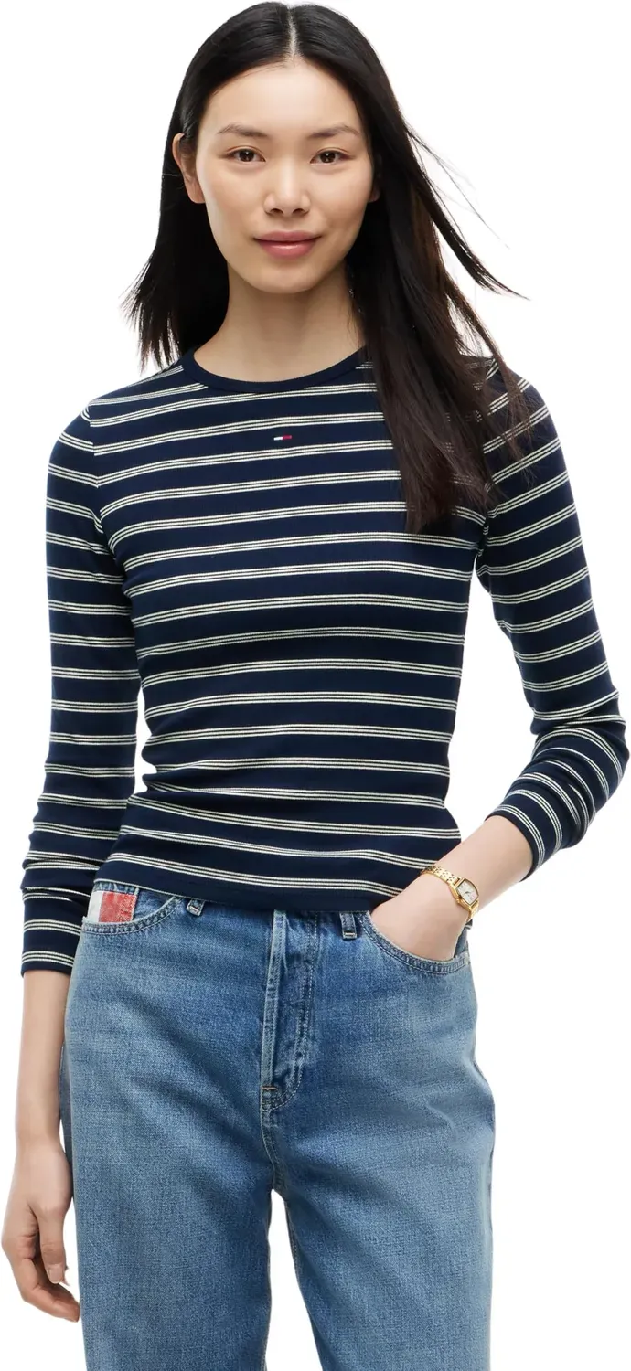 Tommy Jeans Slim Essential Rib Longsleeve L gestreift