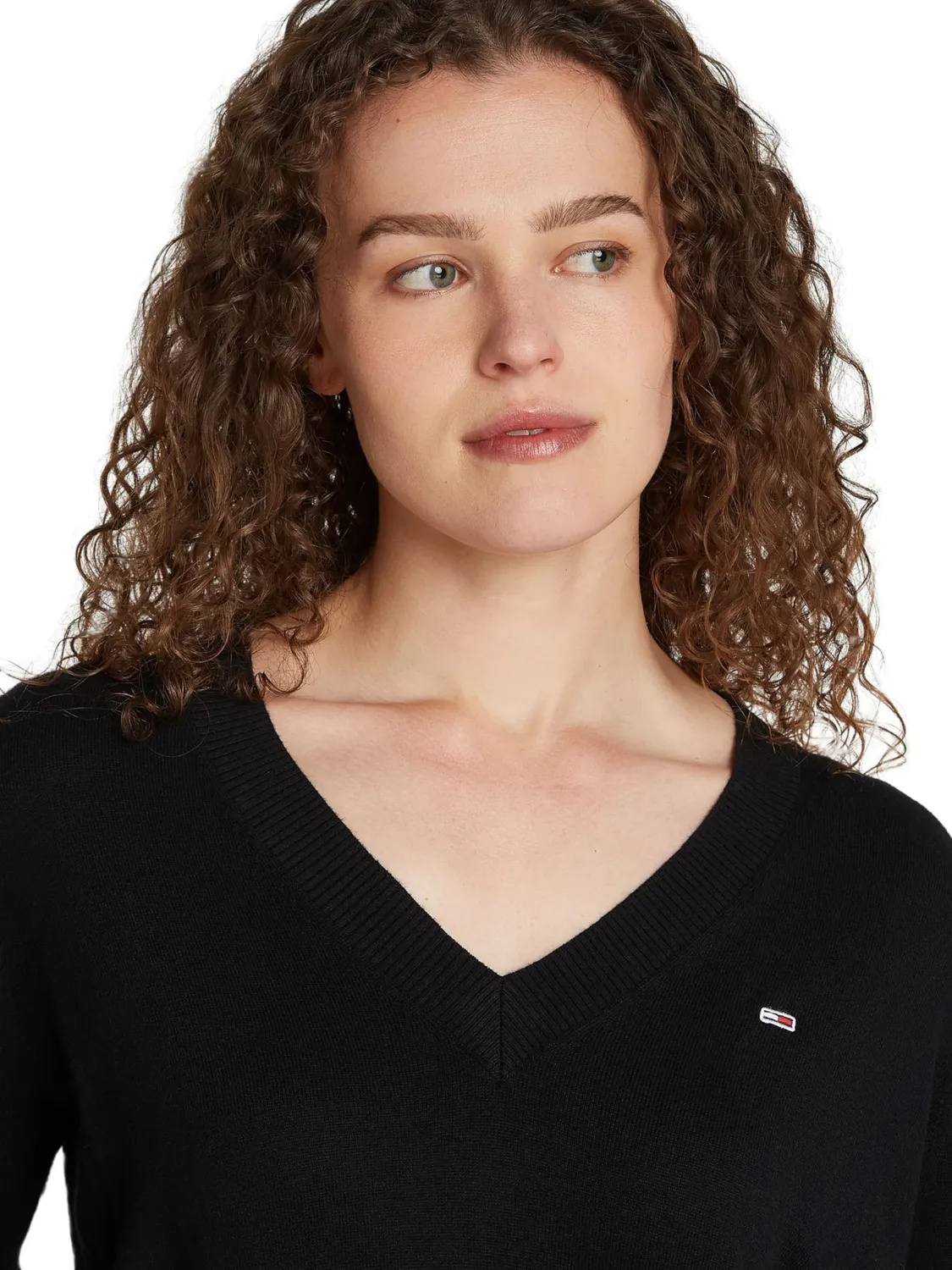 Tommy Jeans V-Ausschnitt Pullover XL Schwarz Strick