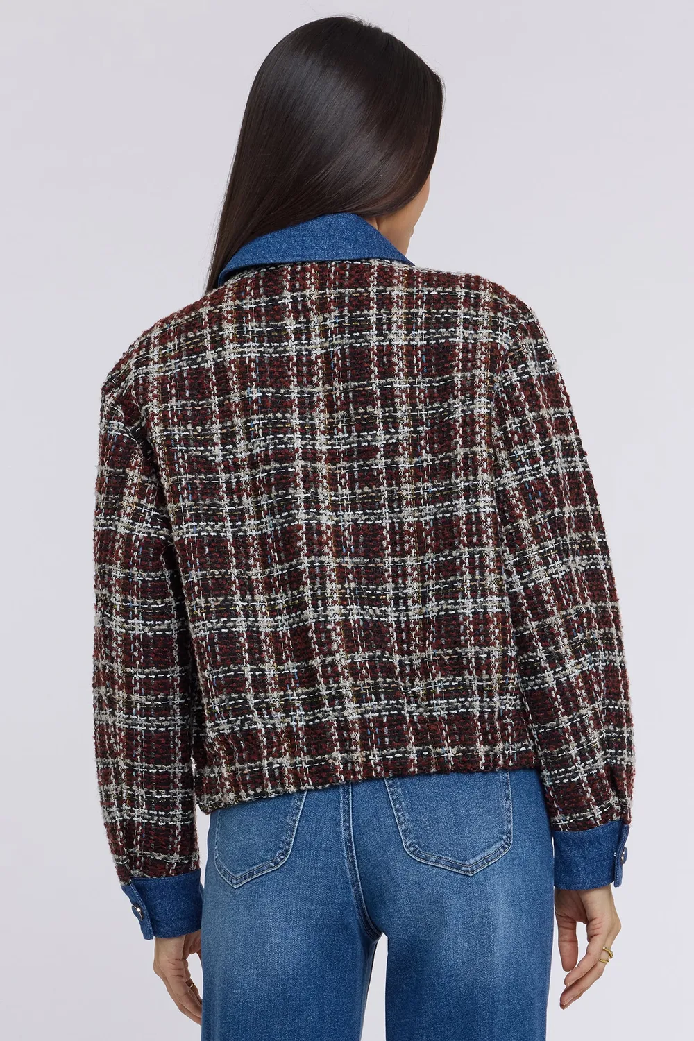 NYDJ Tweed Baseball Jacke Schwarz Multi Metallic