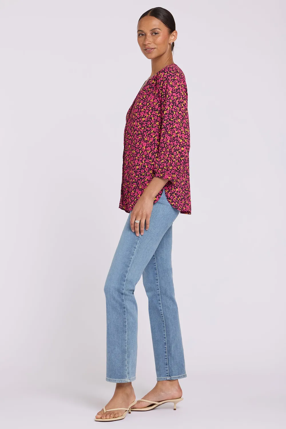 NYDJ Pintuck Bluse Evangeline 3/4-Arm gemustert