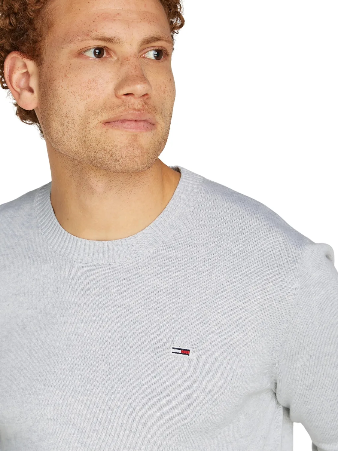 Tommy Jeans TJM Slim Essential Pullover Grau Pulli