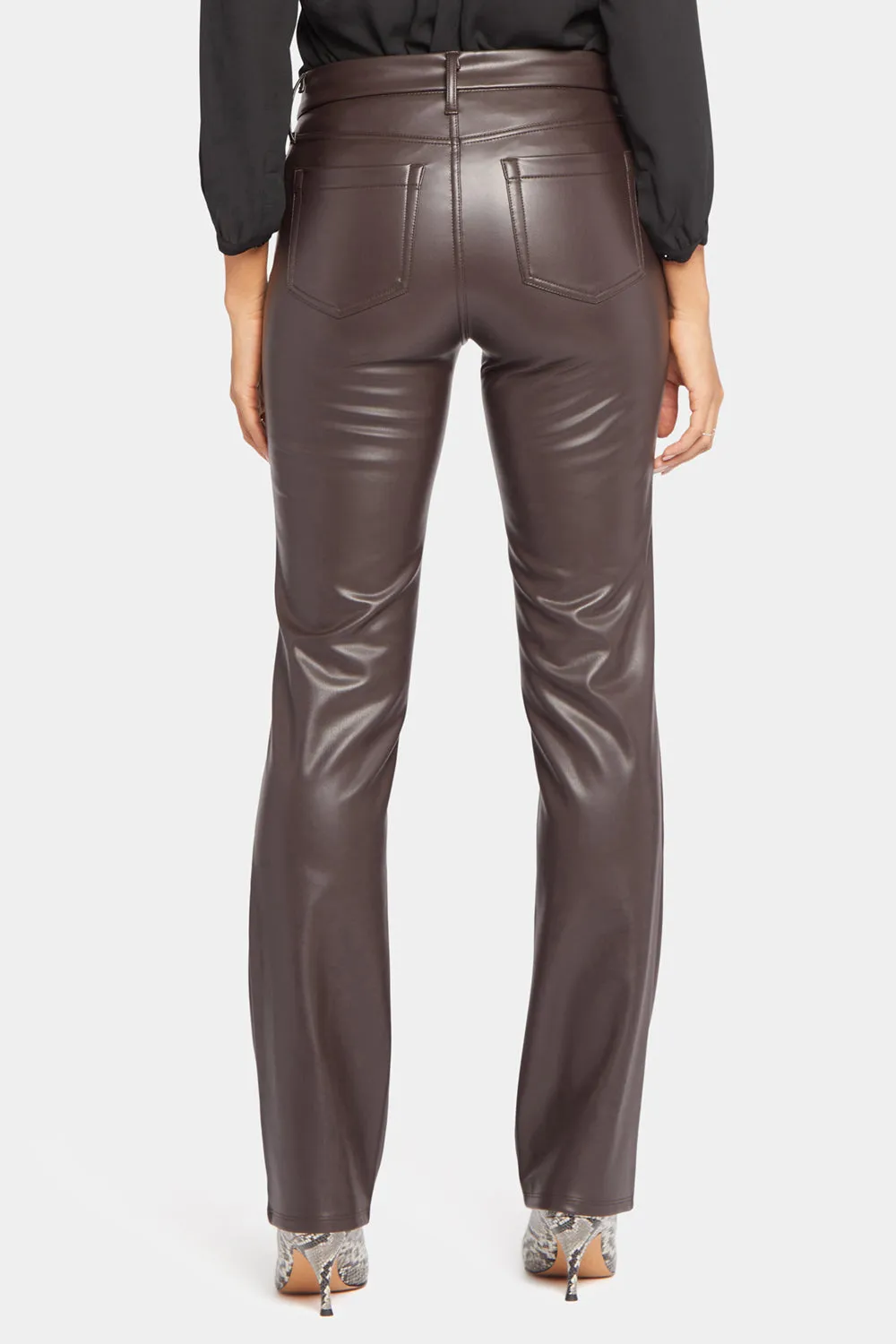 NYDJ Marilyn Straight Kunstlederhose Cordovan Sculpt-Her