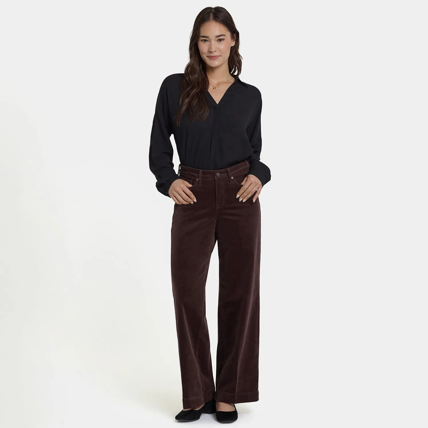 NYDJ Teresa Wide Leg Hose Bitter Chocolate Cord