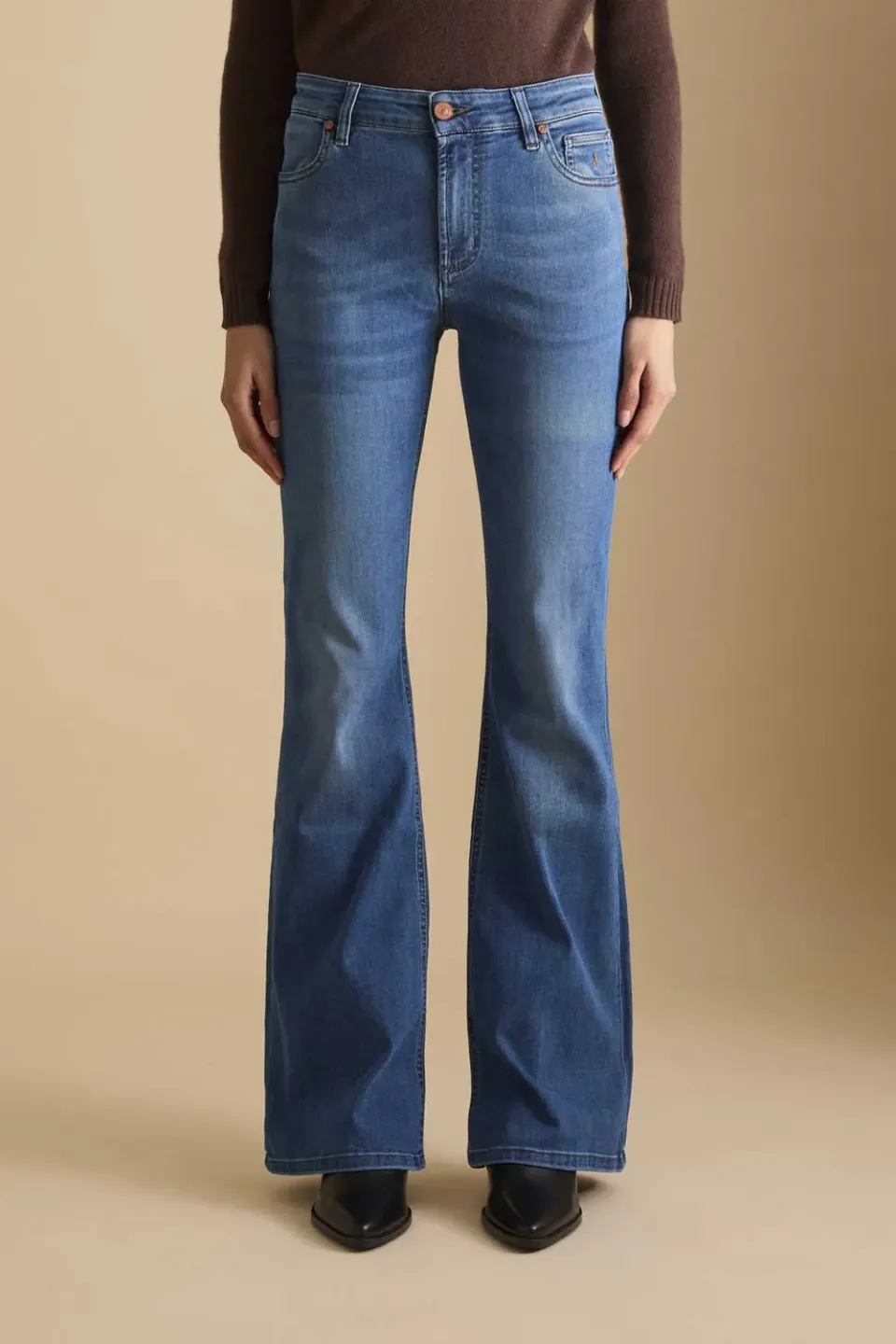 Jeckerson Jennifer Jeans Damen mittelblau Flared Stretch