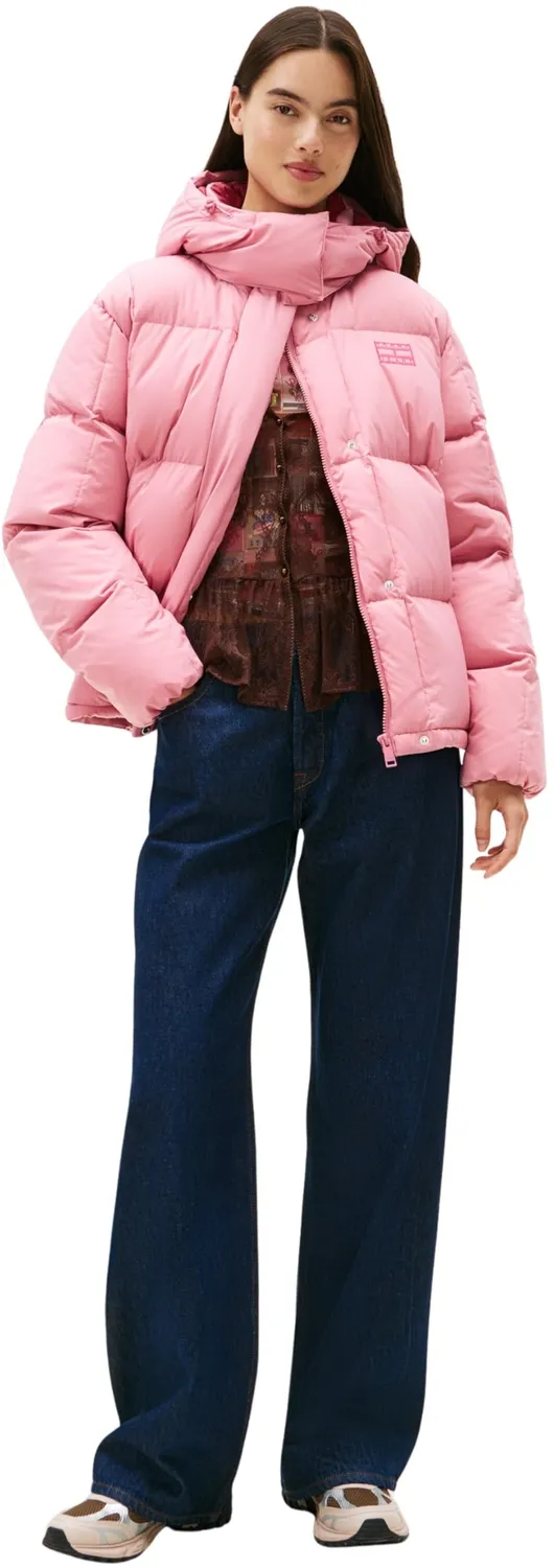 Tommy Jeans Alaska Pufferjacke Damen 1XL Rosa Kapuze