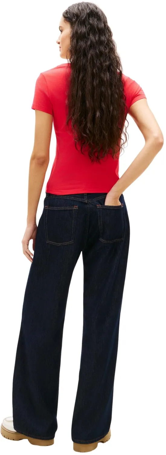 Tommy Jeans Slim V-Ausschnitt T-Shirt Damen XS Rot