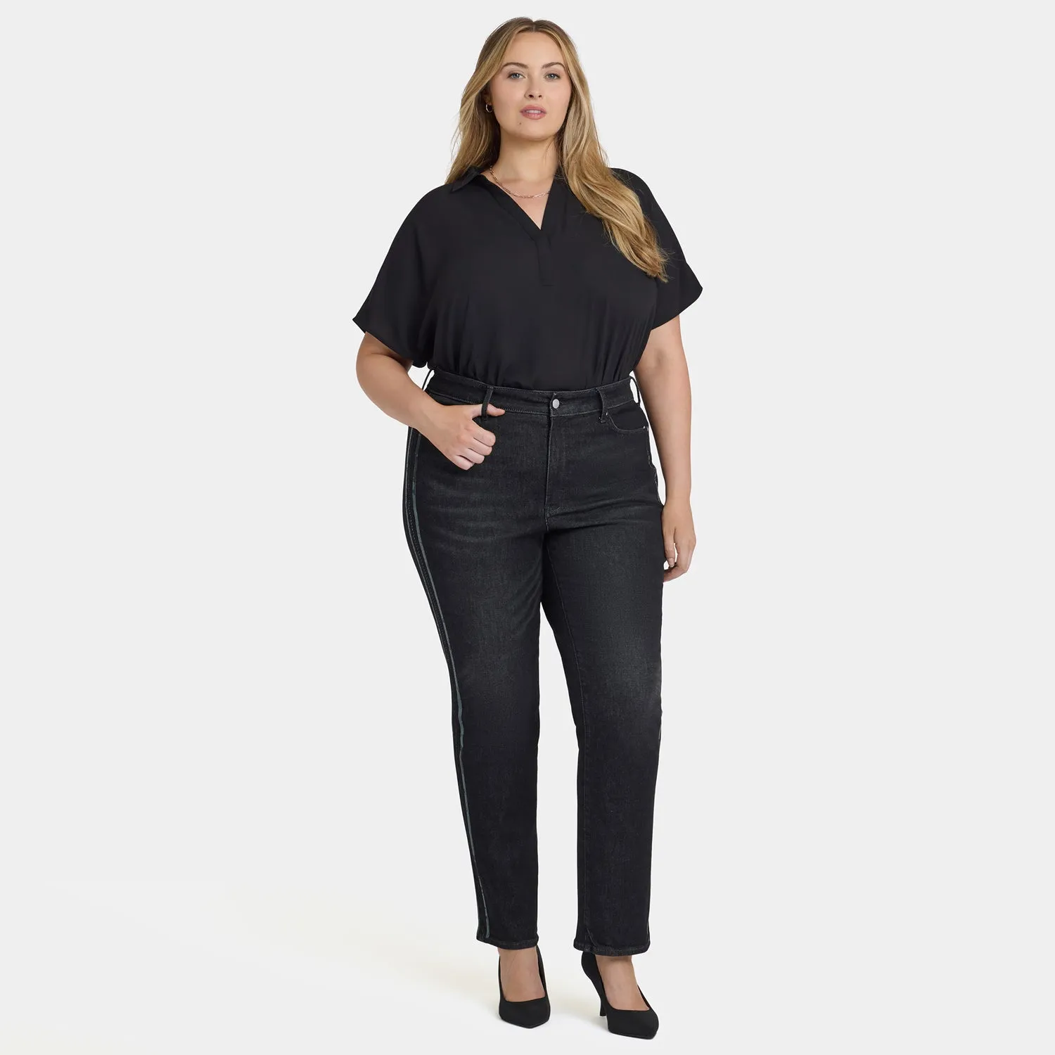 NYDJ Marilyn Straight Jeans Plus French Nightfall Pailletten