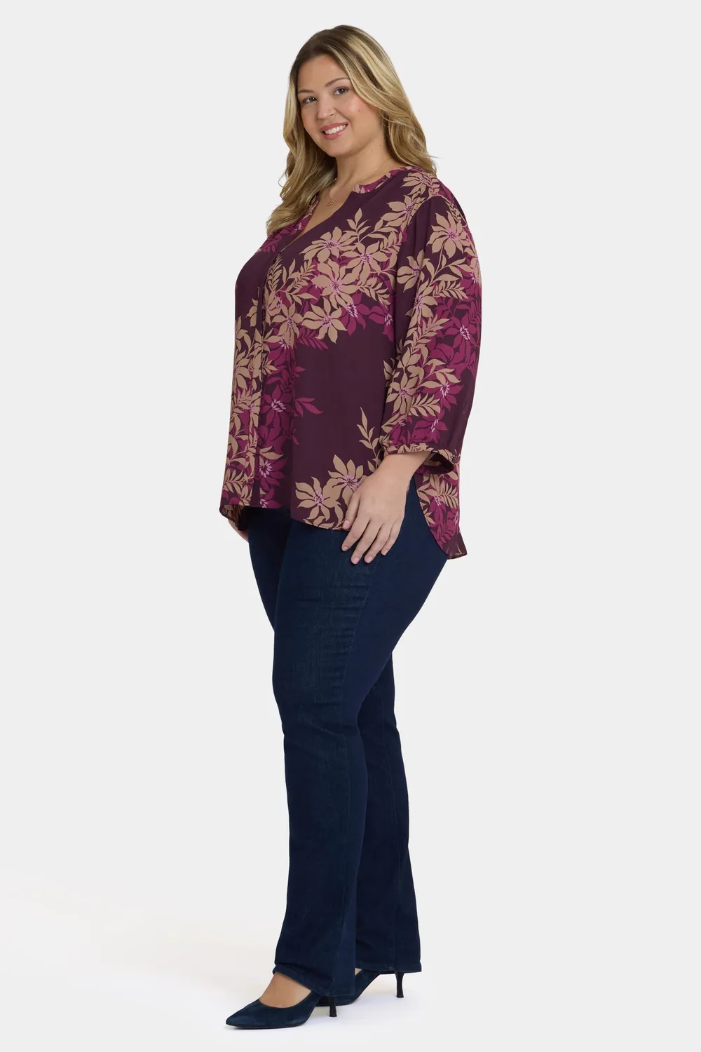 NYDJ Pintuck Bluse Plus Bonne Nouvelle 3/4-Arm