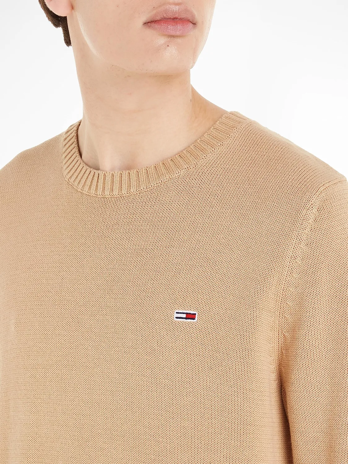 Tommy Jeans Essential Crew Neck Herren Strickpullover M Beige