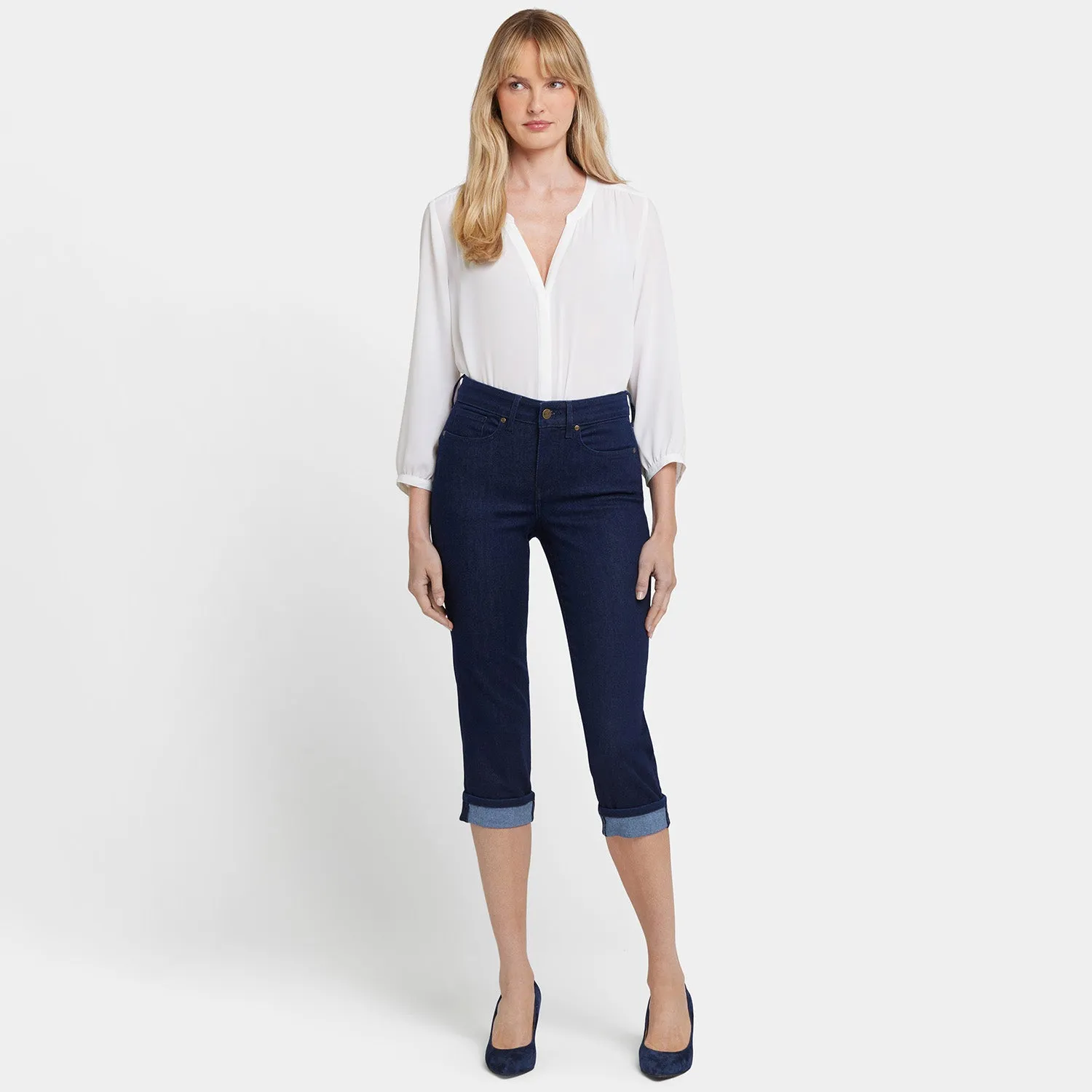 NYDJ Marilyn Straight Crop Jeans Rinse mit Umschlag