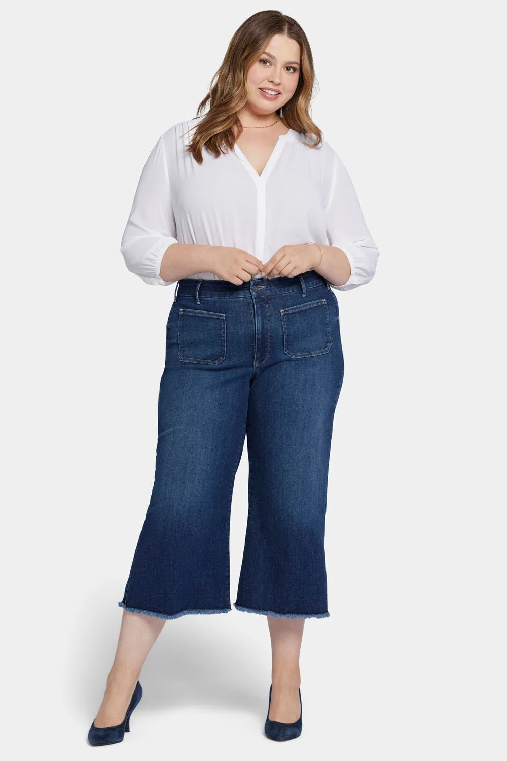 NYDJ Patchie Wide Leg Capri Jeans Plus Fanciful