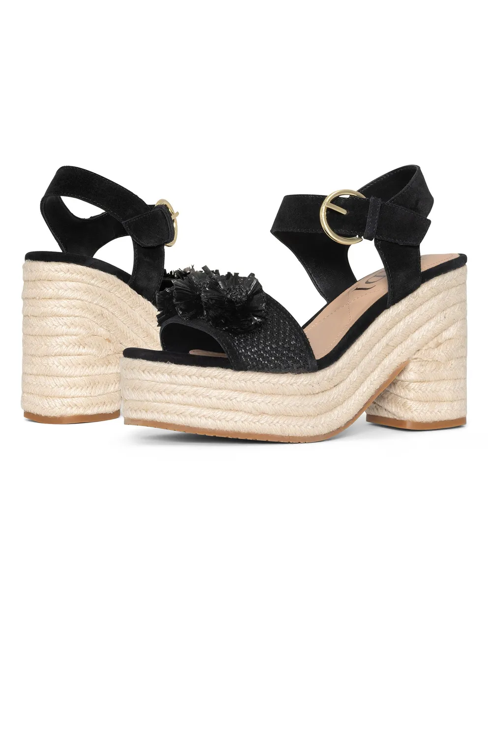 NYDJ Houston Plateau Sandalen Schwarz  Riemen