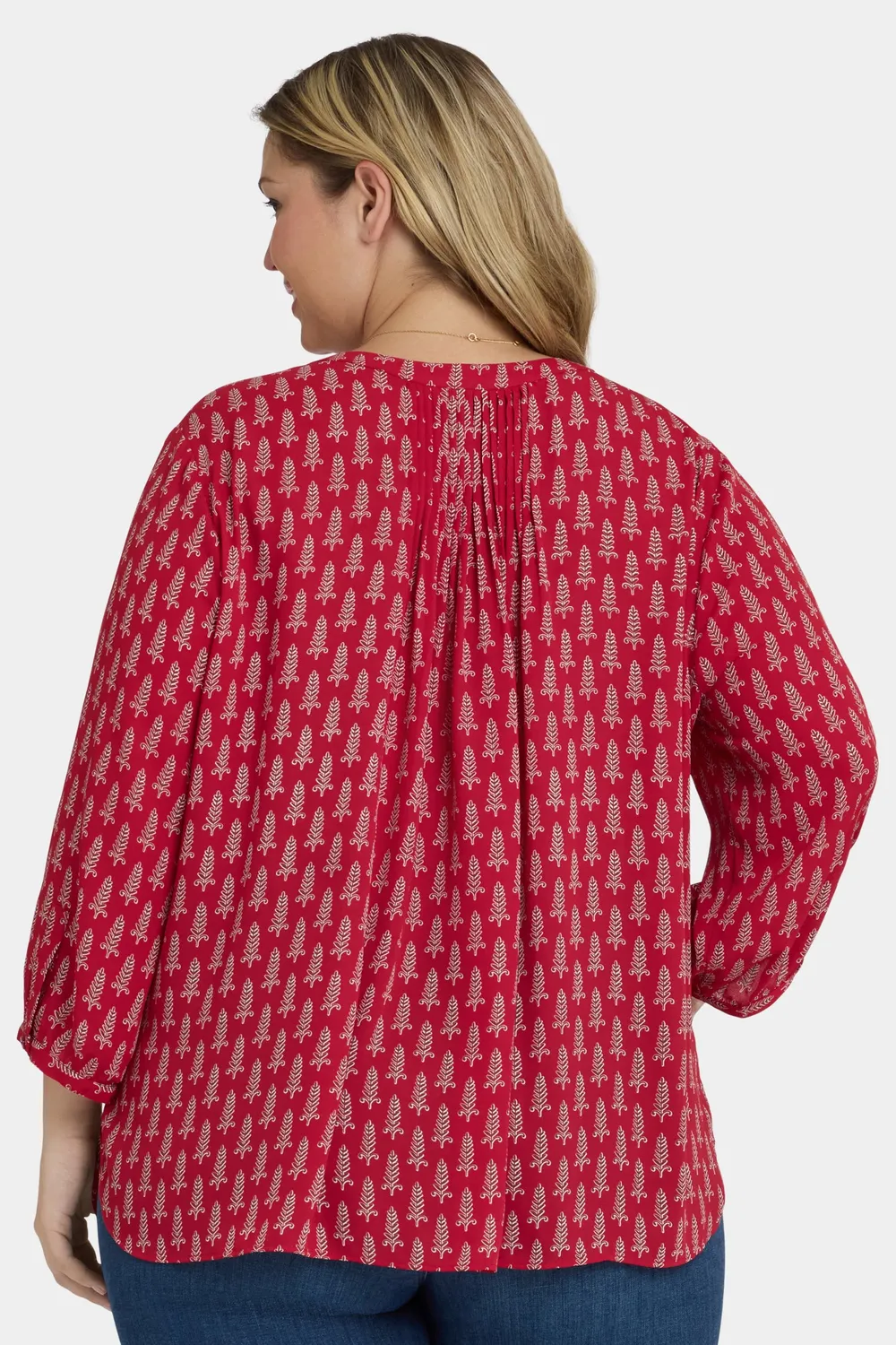 NYDJ Pintuck Plus Size Bluse 3/4-Arm Jacqueline