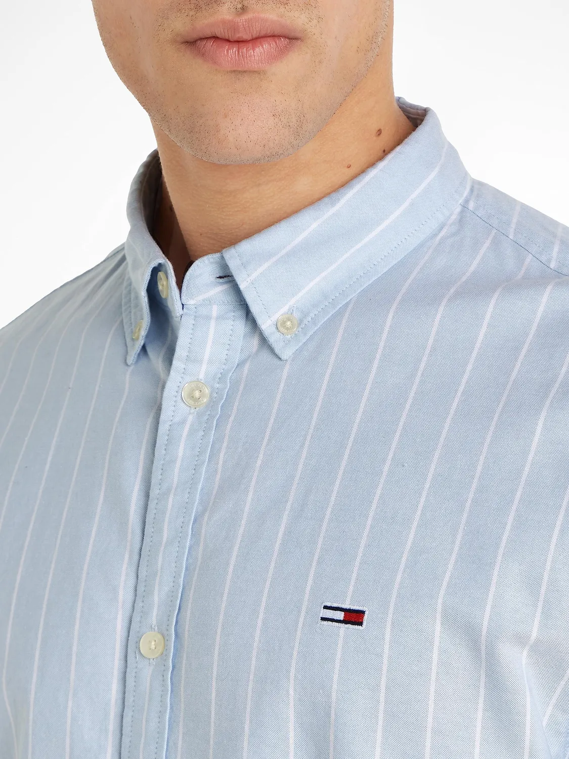 Tommy Jeans Classic Oxford Herrenhemd XS Streifen Blau